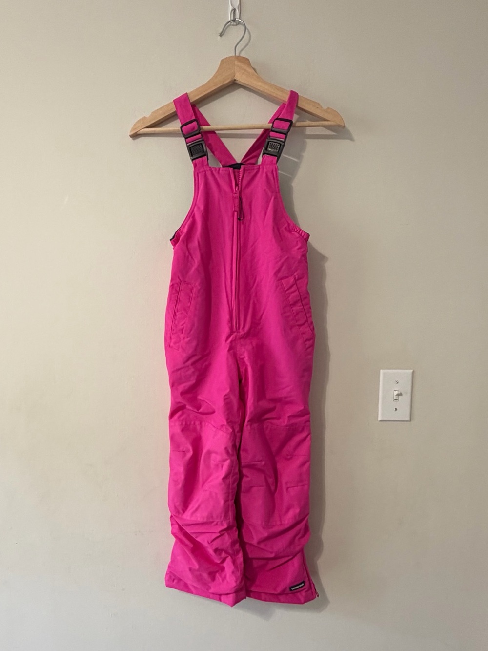 Lands End Bright Pink Kids Snow Bib Overalls Pants size 5
